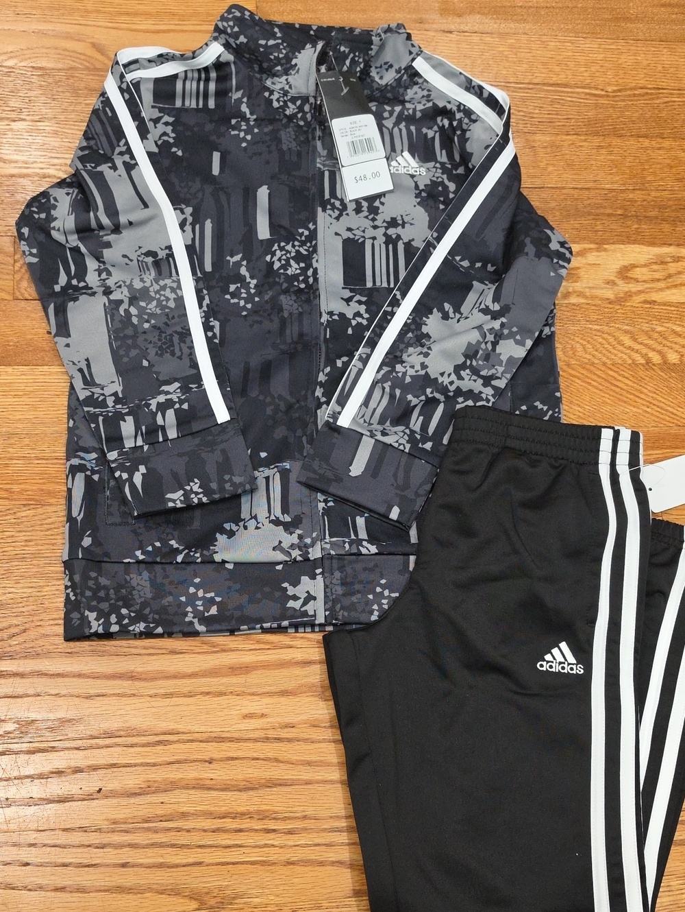 Adidas Camo 7 Tracksuit Set Full Zip Jacket Jogger Pants Black Red 3 Stripes